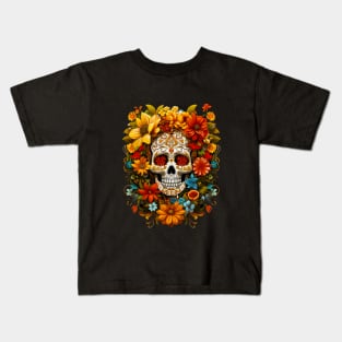 Skull with flowers Kids T-Shirt